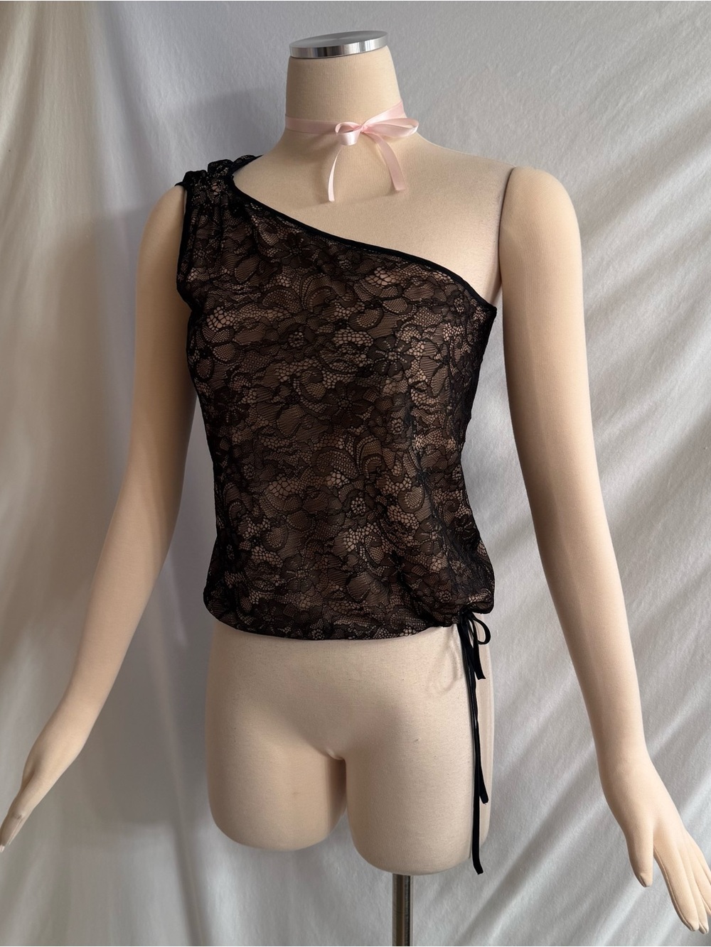 BCBG Lace One Shoulder Top